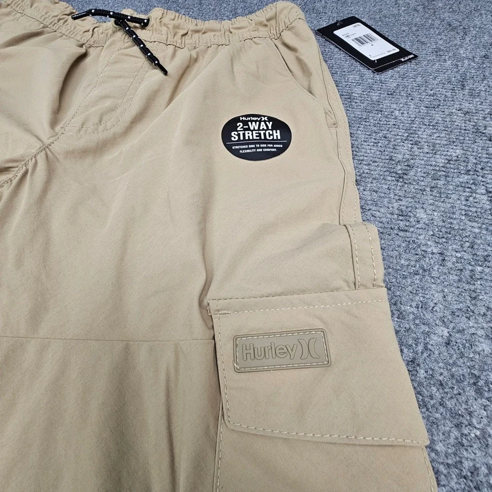 Hurley Boys Cargo Pants H2O-Dri 2-Way Stretch‎ Khaki Tan Size M 10-12